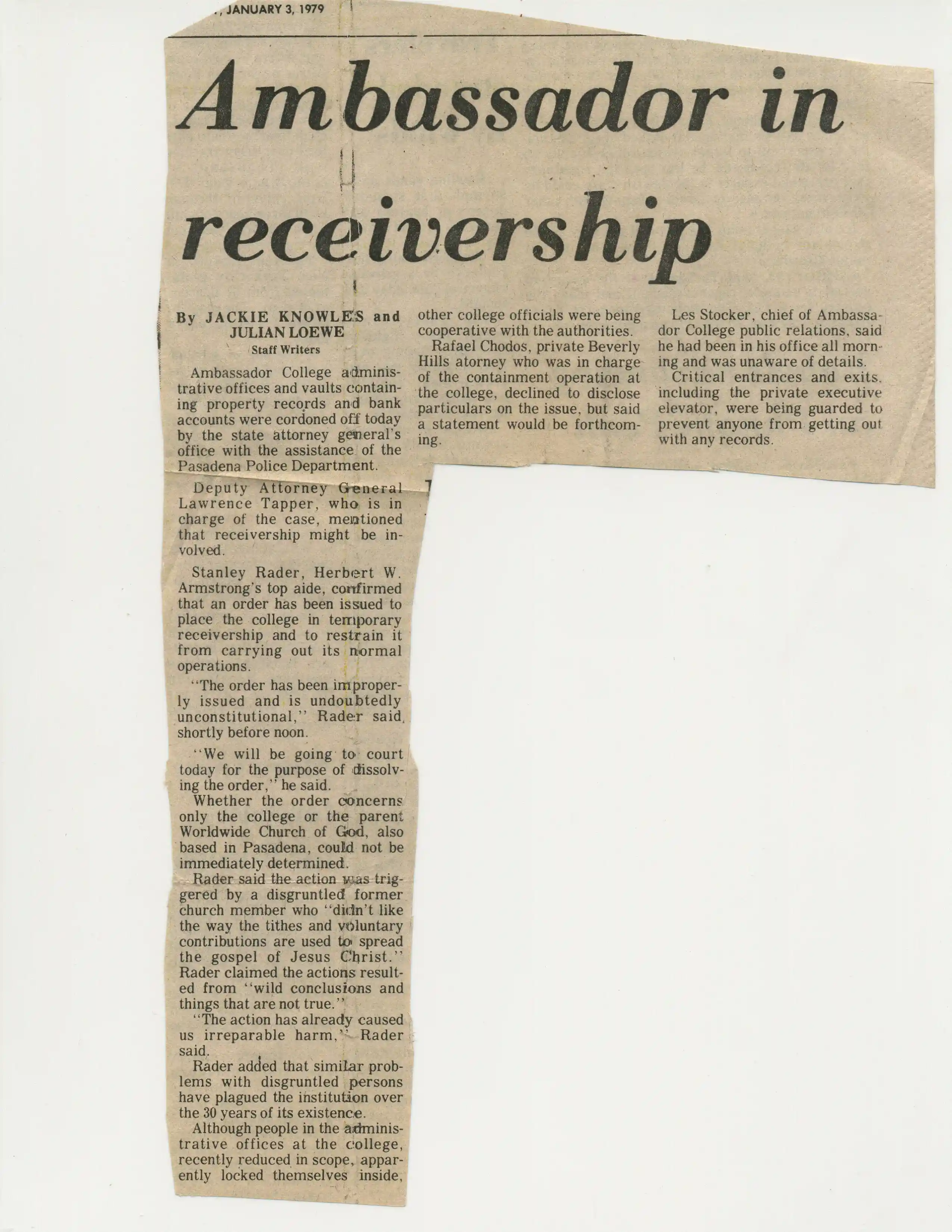 Pasadena Star News, 1-3-79